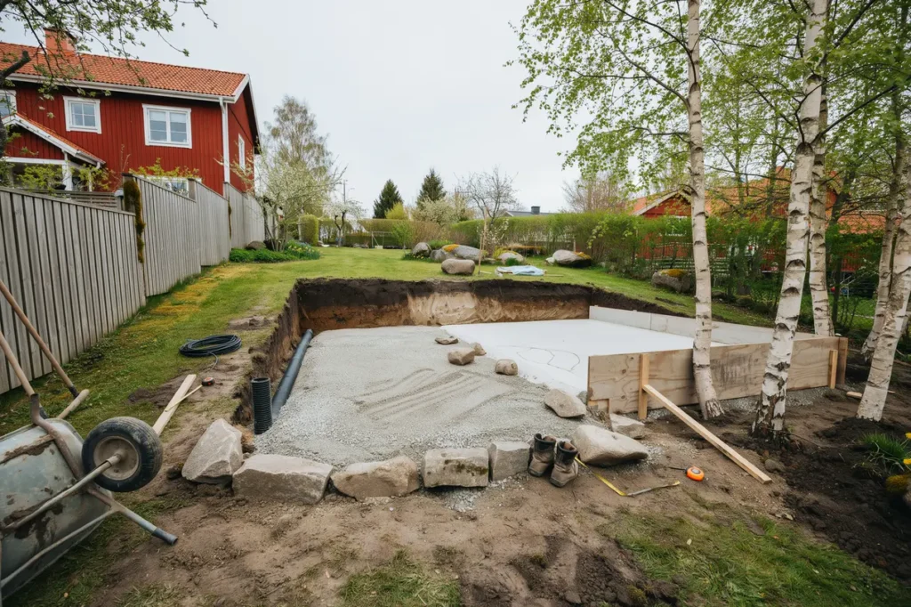 f rbered tomten f r attefallshus markarbete grundval och dr nering som minskar risken f r s ttningar
