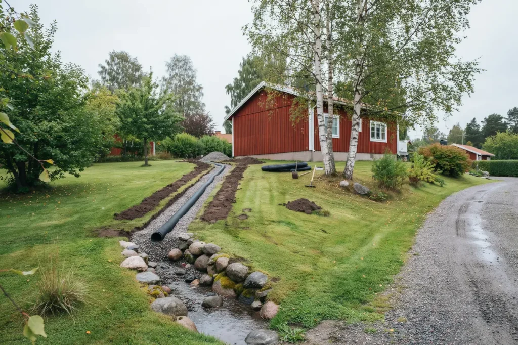 dikning och markavvattning p tomten s leder du bort vatten och skyddar gr smatta infart och grund